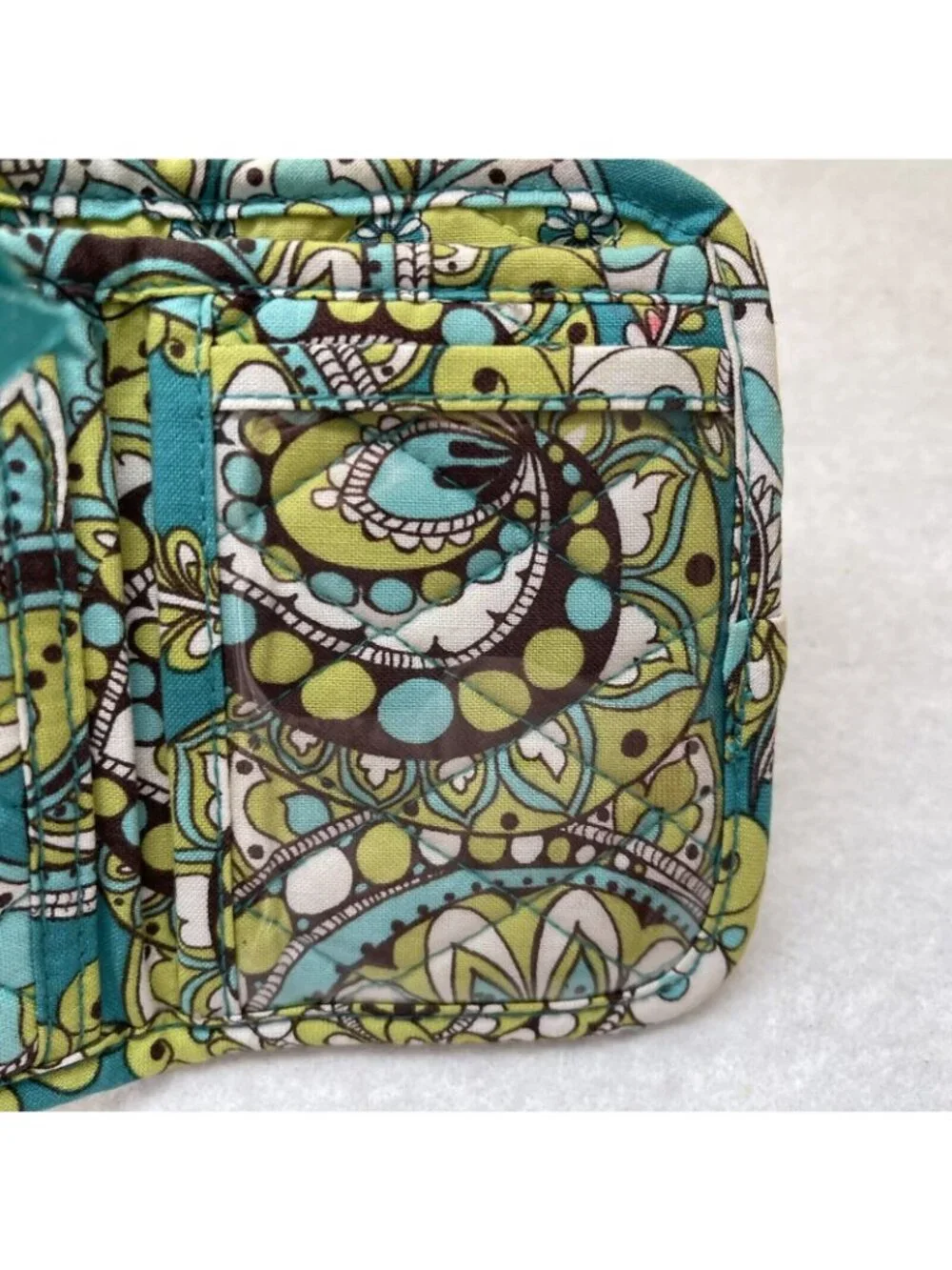 Vera Bradley Mini Trifold Wallet Peacock Turquoise Paisley Retired Pattern Y2K